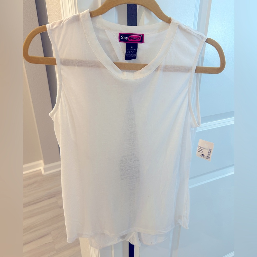 Say What? Crisscross Back Tank Top, size M